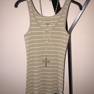 Banana Republic Olive/Yellow Striped V Tank EUC